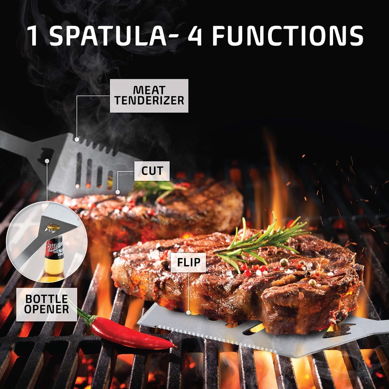Kaluns BBQ Accessories Grill Tools, Mens Valentines Day Gifts for Him, Heavy Duty Stainless Steel Barbecue Grill Accessories for Outdoor Grill with Aluminum Case and Apron, Grilling Gifts for Men Dad - Image 5